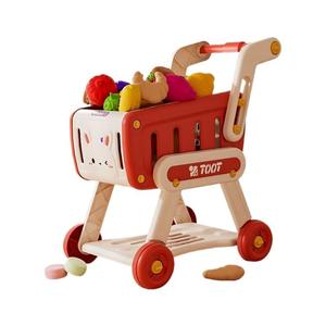 Gesimuleerde voedselcombinatie met winkelwagentje op wielen Handkar Model Speelgoed Simulatie Winkelwagentje Speelhuis Keuken Kinderspeelgoed - Product Image 1