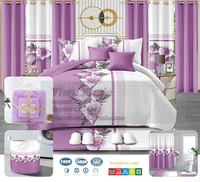 Ensemble de literie pliée à rayures florales patchwork, taille King, 24 pièces, prêt à être expédié, avec rideaux pour chambre à coucher
