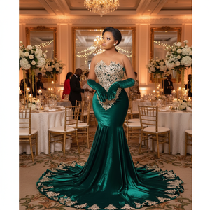 Elegant Somali Bridal Dirac Luxury <b>African</b> Wedding Traditional <b>Wear</b> Rich Embroidery Anti-Wrinkle Breathable Polyester - Product Image 3
