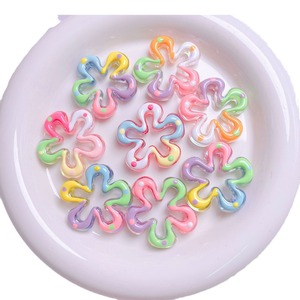 Peint à la main acrylique entretoises fleur creuse perles en vrac pour bricolage artisanat coloré arc-en-ciel collier boucles d'oreilles Bracelet fabrication de bijoux - Product Image 5