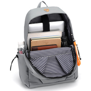 Gray <b>Laptop</b> <b>Backpack</b> 15 Inch Large Capacity Business Travel Bag With Orange Accents - Product Image 4