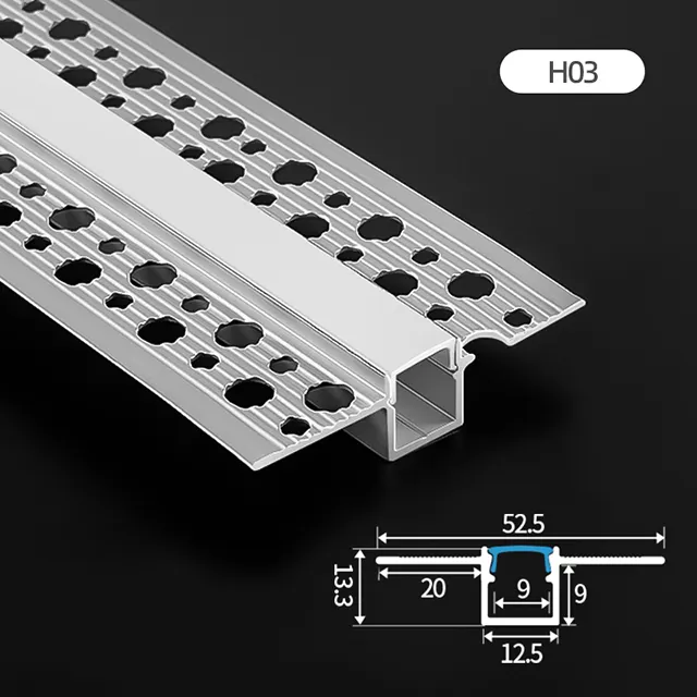 H03 핫 세일 매입 석고 천장 Led 채널 압출 건식 벽체 LED 스트립에 대한 알루미늄 프로필