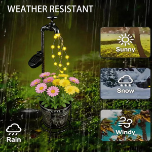 Maceta de Hierro con Luz LED <span class=keywords><strong>Solar</strong></span>, Abertura Automática para Plantar Flores, Decoración para Jardín y Patio - Product Image 2