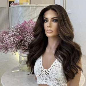 Perruque Lace Front <span class=keywords><strong>13</strong></span>*4 en Cheveux Européens Ondulés Brun Foncé de 20 Pouces, Densité 150%, Transparente, Naturelle et Polyvalente, Idéale pour Débutantes - Product Image 5