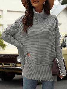 Prezzo all'ingrosso maglione Oversize da <span class=keywords><strong>donna</strong></span> a <span class=keywords><strong>collo</strong></span> <span class=keywords><strong>alto</strong></span> personalizzato manica lunga orlo Modulare <span class=keywords><strong>dolcevita</strong></span> in poliestere lavorato a maglia abbigliamento Oversize - Product Image 6