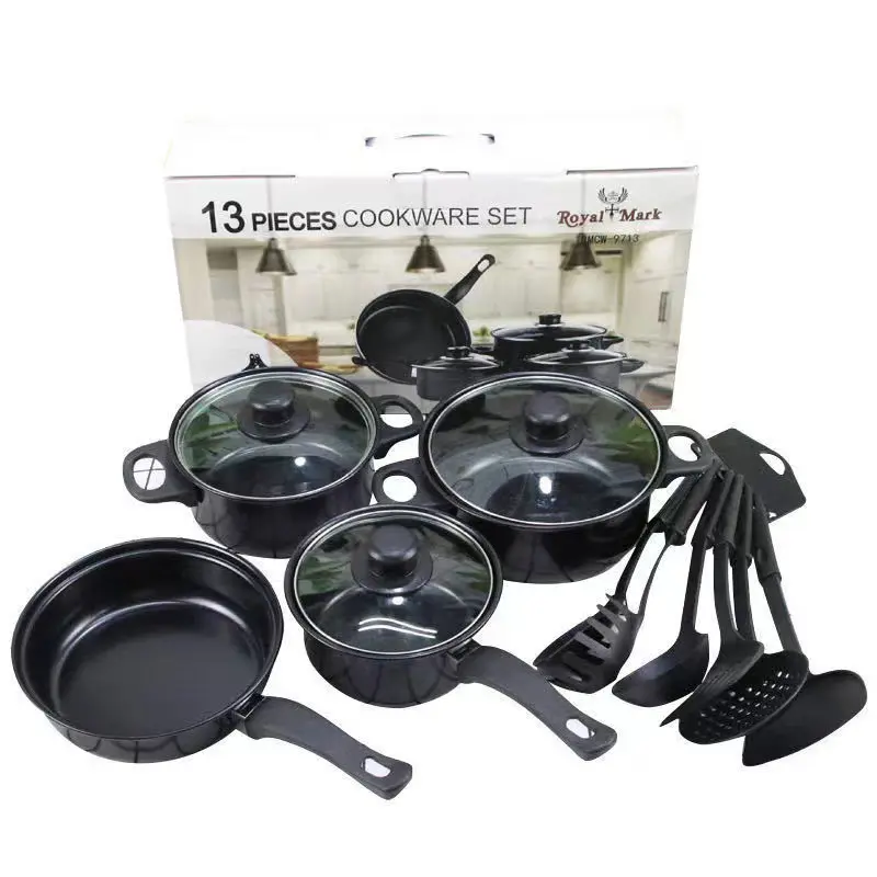 सस्ते गैर छड़ी cookware सेट बरतन धातु 13pcs cookware सेट खाना पकाने के बर्तन सेट