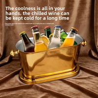 Seau à glace ovale moderne et minimaliste en acier inoxydable 304 pour cocktails et boissons, idéal pour le vin rouge - Importation transfrontalière