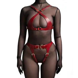 Sexy Leather Harness Women Erotic Lingerie Bra Garter Belts BDSM Body Bondage Fashion Adjustable Leg Suspenders