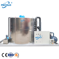 Machine à glace en paillettes industrielle de 30 tonnes pour le refroidissement du béton, grands ports de pêche, usine 30T/24h, compresseur à vis tropical