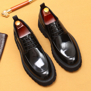 Chaussures Oxford en cuir verni noir pour hommes, bout rond, à lacets, couleur unie, semelle en caoutchouc antidérapante, pour le travail, toutes saisons, livraison directe - Product Image 5