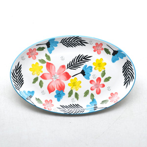 Assiette en céramique florale créative sur mesure, style japonais et occidental haut de gamme, pour usage domestique, sous glaçure. - Product Image 2