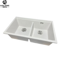 Évier de cuisine rectangulaire à double bac en pierre de quartz avec égouttoir et planche à découper, noir-gris, 10 mm d'épaisseur, garantie 3 ans