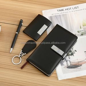 Ensemble cadeau d'affaires de luxe avec porte-cartes A6, logo personnalisé, souvenirs d'entreprise, PU + métal + papier, impression en relief - Product Image 4