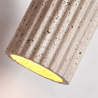 Lustre moderne créatif en pierre de travertin jaune Wabi Sabi, suspension LED réglable en hauteur, protection oculaire, sans fil, style moyen-siècle