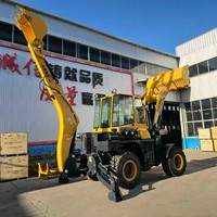 Chargeuse-pelleteuse sur pneus 4x4 compacte, moteur diesel Yuchai, entièrement hydraulique, engin de terrassement, rétrocaveuse