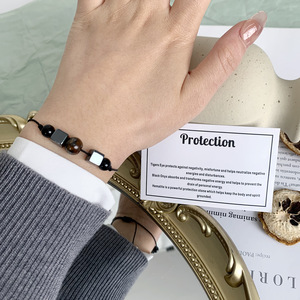 Bracelet <span class=keywords><strong>de</strong></span> méditation simple SC pour femmes, bracelet en pierre naturelle 7 chakras, quartz rose, améthyste, bracelet en cristal perlé avec cartes - Product Image 2