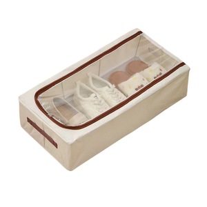Tianshan Foldable Shoe <b>Box</b> <b>Storage</b> Organizer Rectangle Off White <b>Stackable</b> With Lid Moisture Proof Dust Proof - Product Image 5