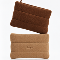 Pochette de maquillage matelassée en tissu éponge avec logo, cadeau de Noël, sac de rangement pour cosmétiques, trousse de voyage pour soins de la peau, vente en gros