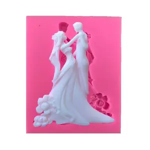 Y3000 molde de silicone para noiva, molde de fondant de casamento, para decoração de bolo