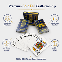 Cartes à Jouer de Luxe OEM/ODM, Papier Noir 310GSM, Boîte Cadeau Dorée, 4 Jeux, Promotion Familiale et d'Entreprise, Écologiques