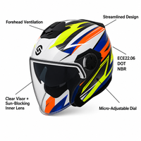 Casque de moto ouvert 3/4 homologué DOT, coque ABS résistante aux rayures et à l'usure, équipement de sécurité pour adulte, vente chaude