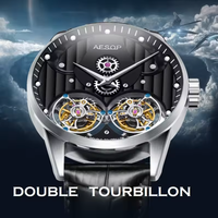 Montre-bracelet Aesop Original pour homme, double squelette, tourbillon, mouvement mécanique décontracté, boîtier en acier SS316, verre saphir, pour homme
