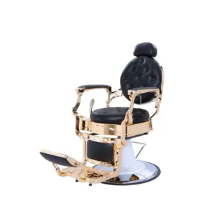 Zwart & Goud Frame Synthetisch Lederen <span class=keywords><strong>Salon</strong></span> Meubels Haircutting Modellering Kappersstoel - Product Image 1