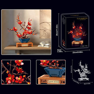 Ensemble de blocs de construction Bonsaï Fleur de Prunier 736 pièces, style chinois traditionnel, décoration maison DIY, cadeau STEM pour la motricité fine - Product Image 3