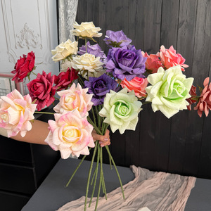 Roses artificielles Jinxi à 3 têtes, fleurs en soie, branche unique, décoration de mariage, décoration d'arche extérieure - Product Image 2