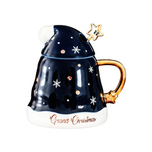 Tazas Navideñas de Cerámica de Alta Gama con Tapa, Tazas para Café o Agua para Parejas - Product Image 1