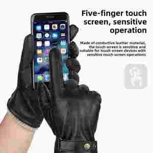 <span class=keywords><strong>Gants</strong></span> habillés chauds en cuir cachemire pour hommes <span class=keywords><strong>Gants</strong></span> d'<span class=keywords><strong>hiver</strong></span> à écran tactile Style imprimé Fête quotidienne Usage décontracté Cadeau parfait pour papa - Product Image 4