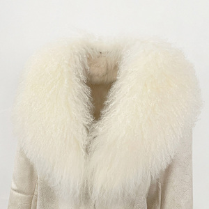 Automne hiver femmes véritable laine mongole col de fourrure poignets veste dame <span class=keywords><strong>daim</strong></span> vêtements d'extérieur - Product Image 4