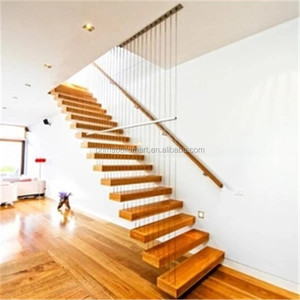 Escalera Recta Moderna de Metal con Recubrimiento en Polvo, Ecológica, para Interiores, con Barandilla de Vidrio, Peldaños Duraderos, Prefabricada - Product Image 5