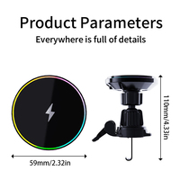 Support de charge sans fil magnétique RGB pour iPhone 18 Pro Max 17 16, chargeur rapide 15W, support de chargeur sans fil pour grille d'aération de voiture