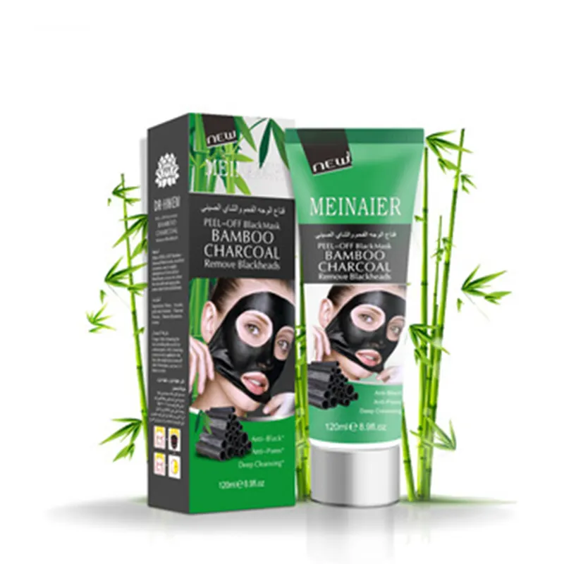 120g benutzer definierte Logo Nase Mitesser Entfernung Peeling Gesichts maske Entferner Private Label Schwarz Bambus Holzkohle Gesicht Schlamm Peel Off Maske