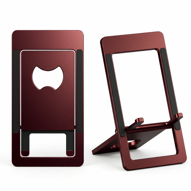 Aluminum Alloy Foldable Phone Holder Burgundy Portable Cell Phone Stand with Bottle Opener Custom OEM ODM Support
