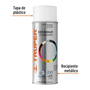 Glossy <b>White</b> 400Ml Spray <b>Paint</b> for <b>Furniture</b> and Boat Coating Truper Standard Acrylic Liquid <b>Paint</b> in Traditional Can, Made in - Product Image 3