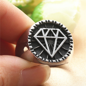 Men's <b>Titanium</b> Steel <b>Ring</b> Diamond Shape Geometric Retro Punk Style Silver Color Gift Jewelry - Product Image 4