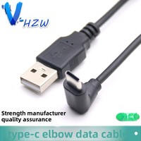 Kabel Data Tipe-C dengan Sudut 90 Derajat, Model Elbow Atas-Bawah, USB 3.1 untuk Pengisian Daya Ponsel