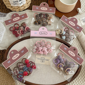 Mini-attaches pour cheveux à motif écossais en forme de cœur, élastiques pour queue de cheval pour enfants, accessoires mignons pour petites filles - Product Image 5