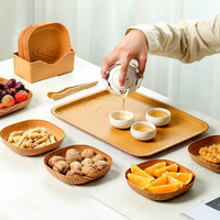 Assiette en plastique japonaise en os pour fruits et noix-Nouveau plateau à broche en bois écologique pour la maison, collations et rangement de bureau pour les desserts