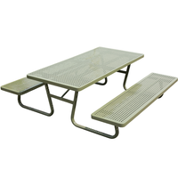 Table de pique-nique moderne en métal pour l'extérieur, ensemble de meubles de jardin, table et banc de café en acier pour terrasse extérieure