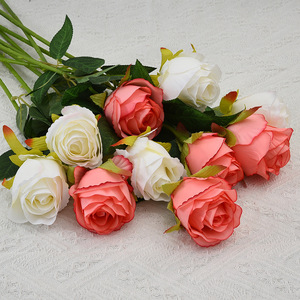 Roses artificielles en soie, fleurs roses, décoration de mariage, décoration de la maison, accessoires de photographie, arrangement en vase - Product Image 4