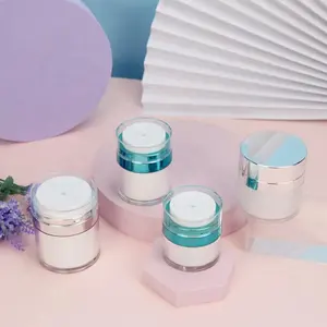 Best selling 15g 30g 50g plastic custom cosmetic airless lotion acrylic jar white empty cream containers wholesale