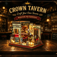 Nuevo Producto 2026, M2605 Crown Tavern, Mini Kits de Modelos, Casa de Muñecas de Estilo Moderno, Kit de Casa de Muñecas en Miniatura de Madera con Luz LED