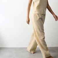 Ensemble de pyjama élégant pour femmes, sans manches, avec pantalon ample à jambes larges, pour se détendre à la maison