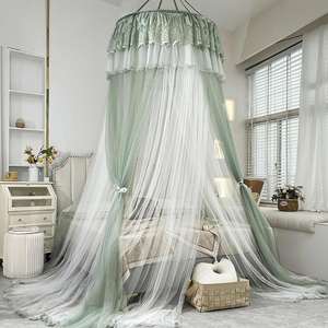 Double Layer Elegant Hanging Mosquito Net Embroidery <b>Lace</b> Translucent Dome Bed <b>Curtain</b> for Double Bed - Product Image 5