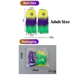 Chauffe-jambes en <span class=keywords><strong>fausse</strong></span> <span class=keywords><strong>fourrure</strong></span> HLC pour le Mardi Gras, or, violet, vert, avec motif fleur de lys, chauffe-pieds en <span class=keywords><strong>fausse</strong></span> <span class=keywords><strong>fourrure</strong></span>, chaussettes courtes pour enfants, anneaux de jambe - Product Image 5