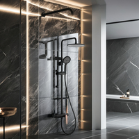Ensemble de douche à effet pluie à poignée unique contemporain noir Rose or moderne bain douche mitigeur robinet eau chaude froide salle de bain utilisant
