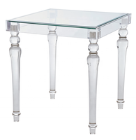 Table d'appoint carrée contemporaine de luxe en acrylique avec plateau en verre trempé pour salle à manger et salon, usage hôtelier, mobilier de maison